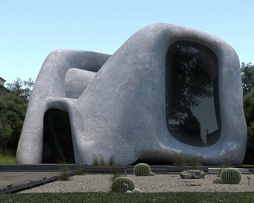 形似巨型石雕的有机形态住宅