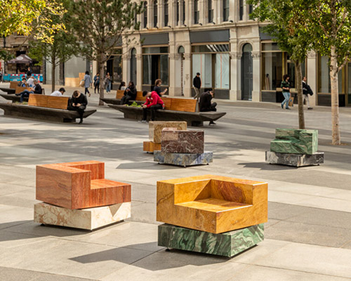 天然石材多彩移动转椅亮相伦敦广场